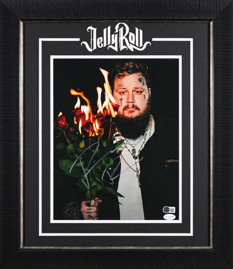 Jelly Roll Signed 11x14 Framed Photo with Beckett Authentication: Jelly Roll Signed 11x14 Framed Photo with Beckett Authentication This is an authentic autographed 11x14 framed photograph of Jelly Roll. The item features a hologram from Beckett Authentication Servic