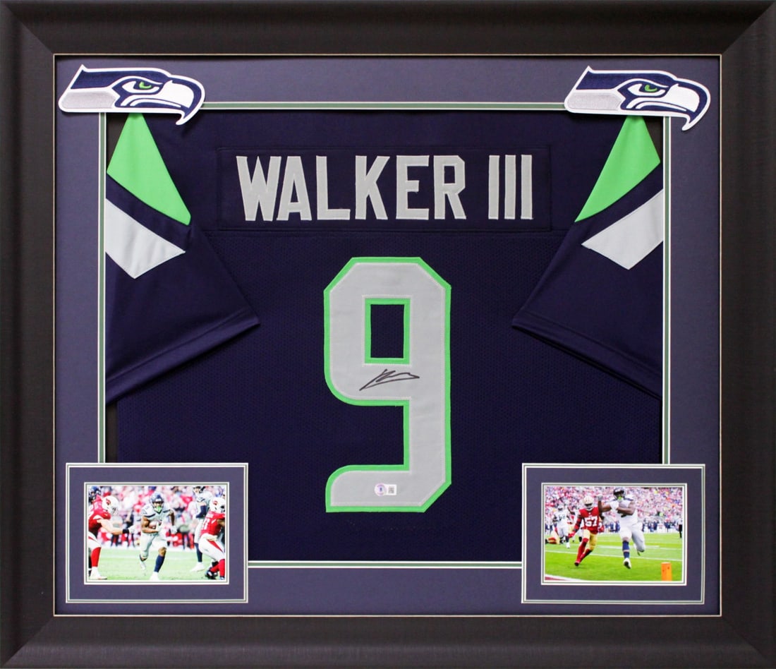 Framed Seattle Seahawks jersey signed by Kenneth Walker III Beckett witnessed (1 of 1)