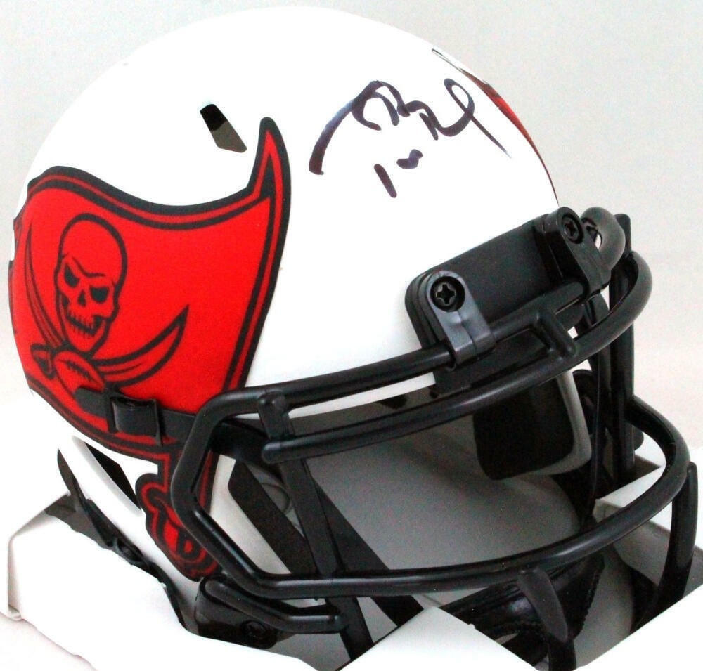 Tom Brady autographed Tampa Bay Buccaneers Lunar mini helmet Fanatics LOA (1 of 8)