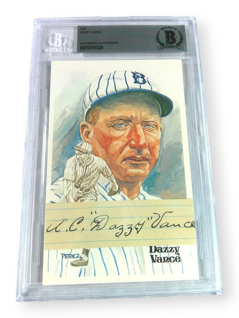 Dazzy Vance Cut Autograph With Postcard Brooklyn Dodgers Beckett Authenticated (1 of 2)