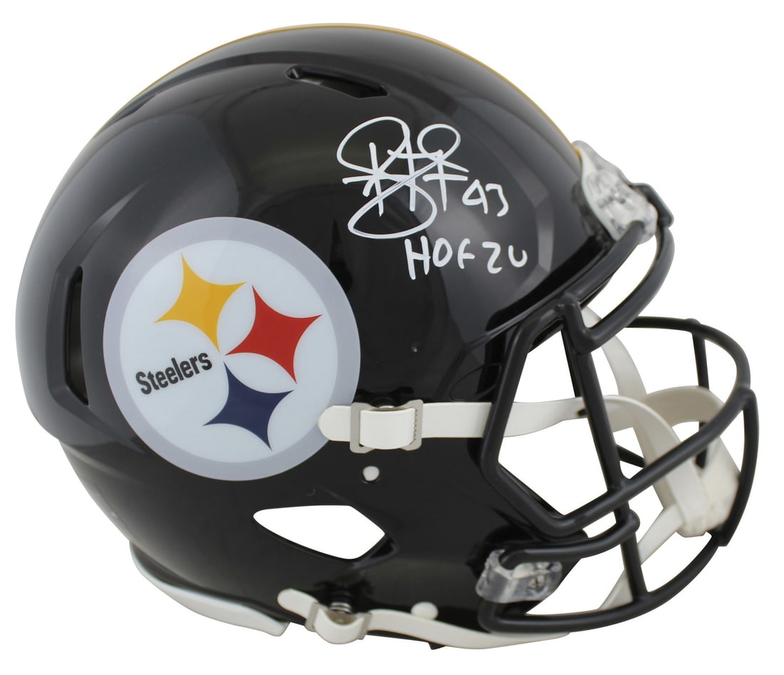 Troy Polamalu autographed Steelers Speed Proline helmet HOF 20 Beckett: Troy Polamalu autographed Steelers Speed Proline helmet HOF 20 Beckett This authentic full-size Speed Proline helmet features the signature of Troy Polamalu of the Pittsburgh Steelers, including the i