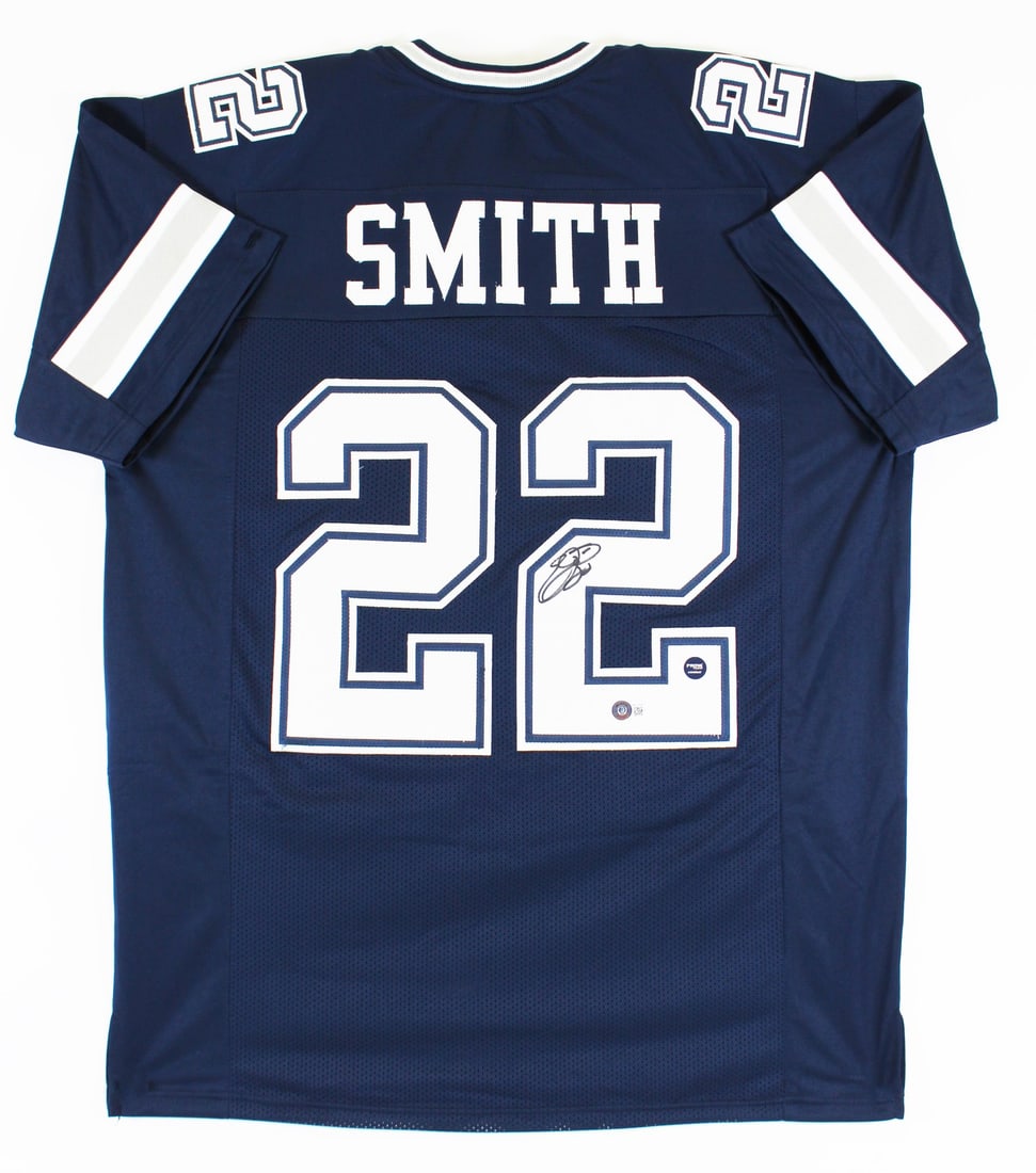 Emmitt Smith Signed Dallas Cowboys Navy Jersey BAS Authenticated: Emmitt Smith Signed Dallas Cowboys Navy Jersey BAS Authenticated Celebrate your fandom with this authentic autographed navy jersey from Emmitt Smith, a legendary player of the Dallas Cowboys. This X-L