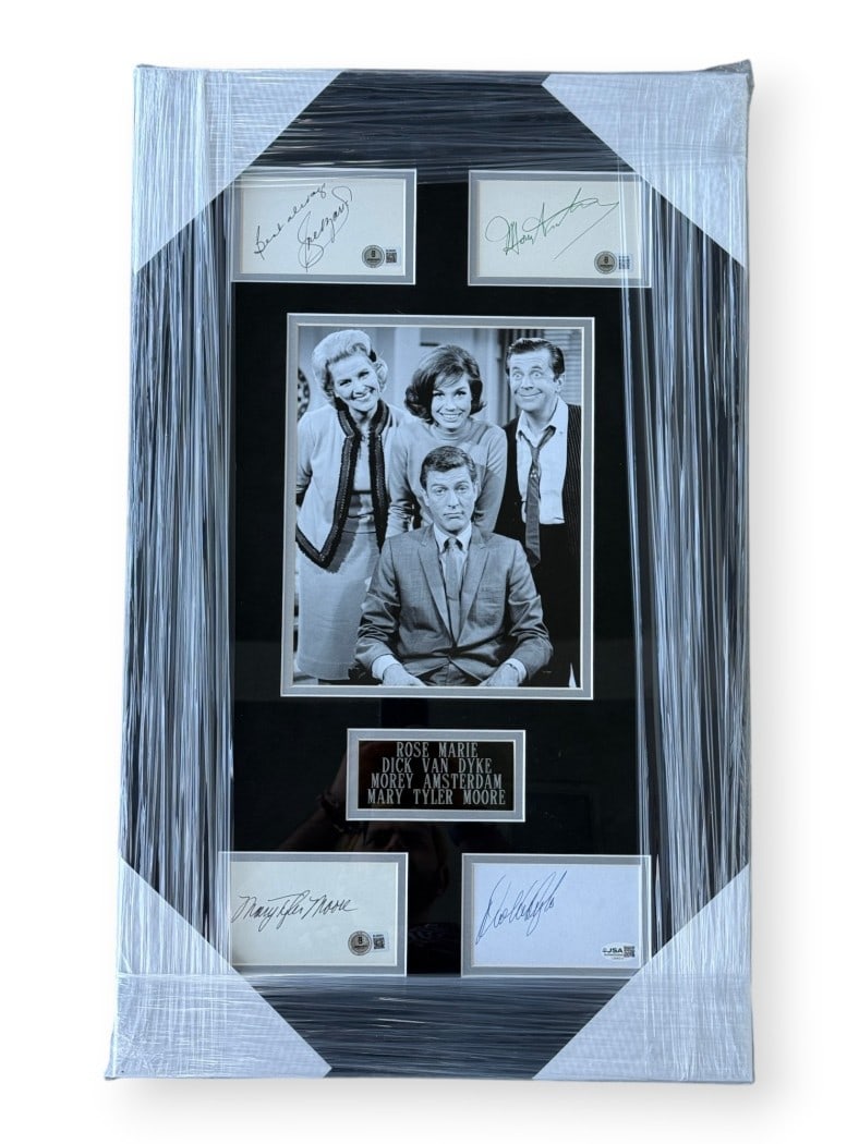 Framed Autographed Cast Cuts from The Dick Van Dyke Show Beckett Authenticated (1 of 4)