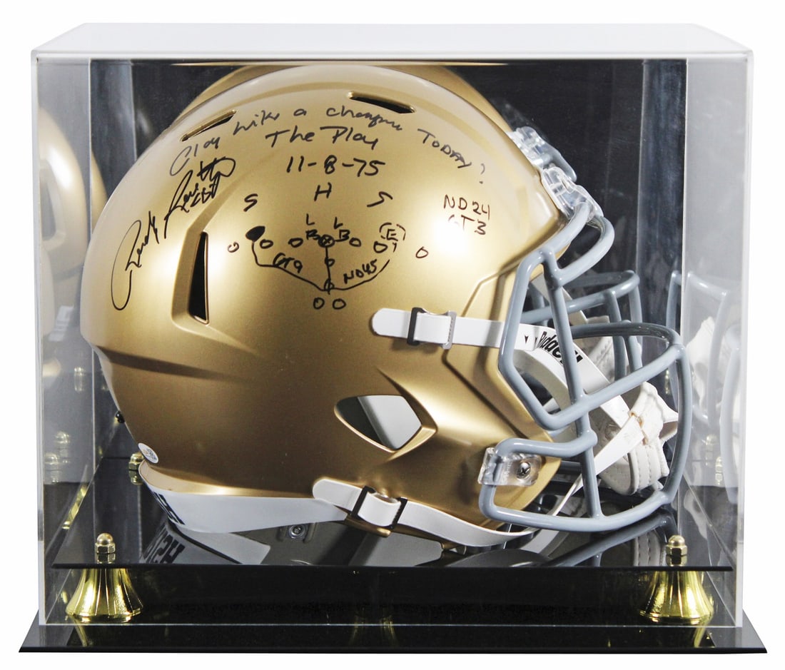 Riddell Full Size Speed Replica Helmet Signed by Rudy Ruettiger JSA: Riddell Full Size Speed Replica Helmet Signed by Rudy Ruettiger JSA Autographed Riddell full-size Speed replica helmet signed by Rudy Ruettiger and featuring a hand-drawn play with the inscription "Pl