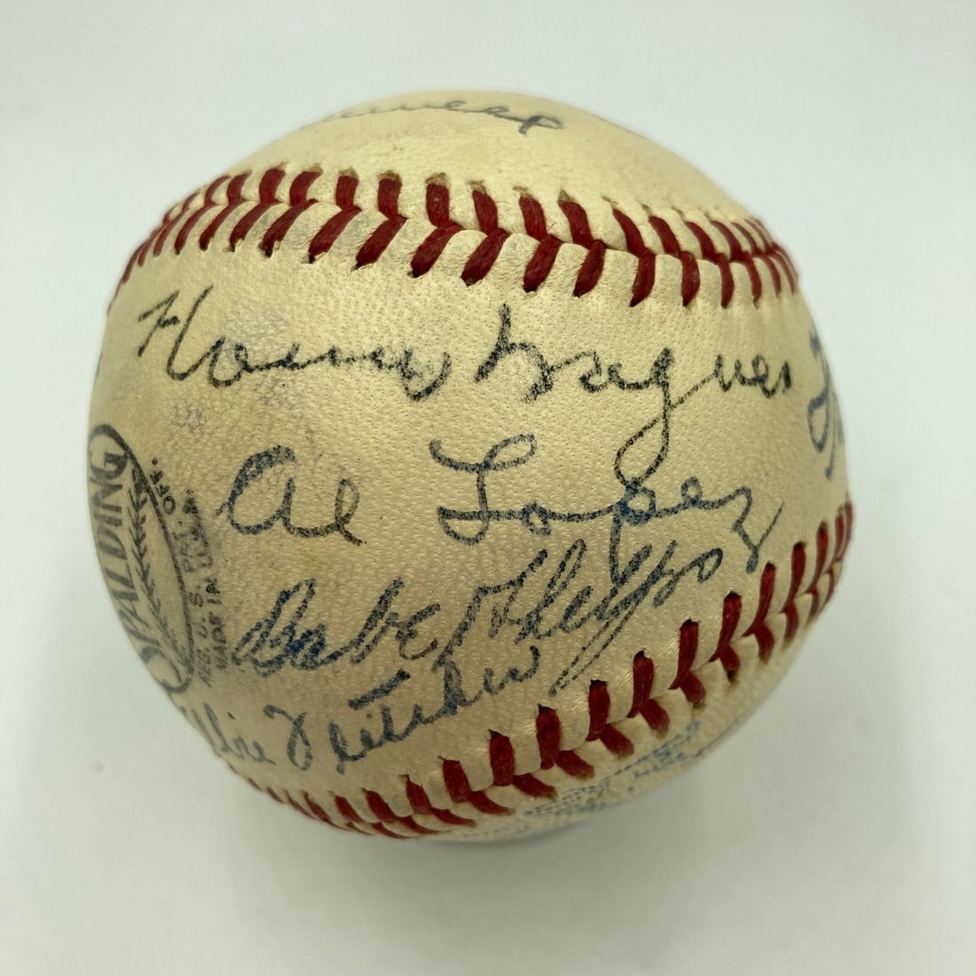 1942 Pittsburgh Pirates Ball with 21 Signatures Including Honus Wagner Beckett Authenticated: 1942 Pittsburgh Pirates Ball with 21 Signatures Including Honus Wagner Beckett Authenticated This is an original Official National League (Frick) baseball signed by 21 members of the 1942 Pittsburgh P