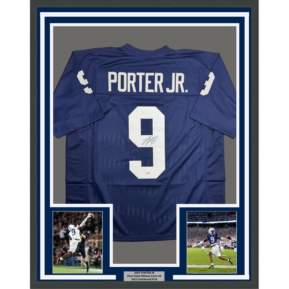 Joey Porter Jr Signed Penn State Framed Jersey 35x39 Beckett Authenticated (1 of 2)