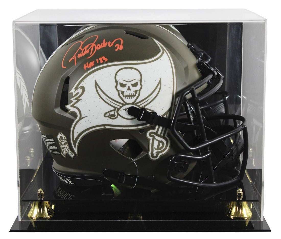 Ronde Barber autographed Buccaneers Salute to Service Speed Proline helmet BAS case: Ronde Barber autographed Buccaneers Salute to Service Speed Proline helmet BAS case Autographed Riddell Alternate Salute To Service Full Size Speed Proline helmet signed by Ronde Barber of the Tampa B