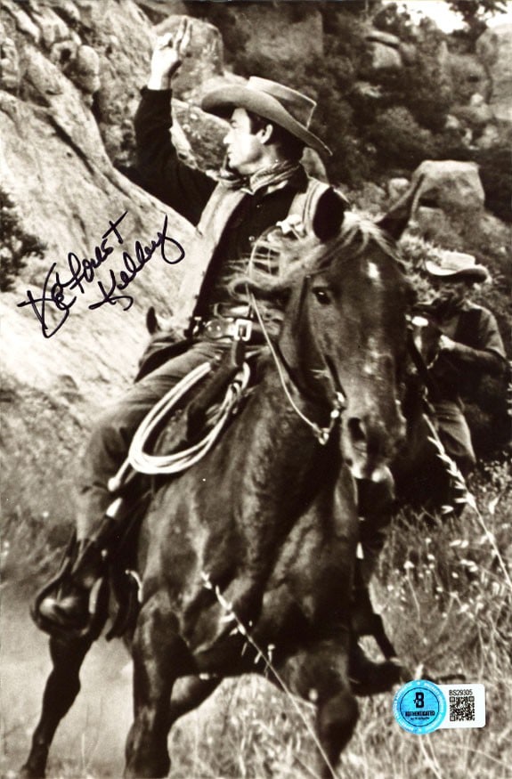 Beckett authenticated DeForest Kelley signed Town Tamer photo 5.75x8.75: Beckett authenticated DeForest Kelley signed Town Tamer photo 5.75x8.75 This is an original 5.75 x 8.75 inch photograph from the film Town Tamer, personally signed by DeForest Kelley. The autograph ha