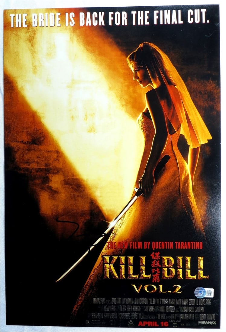 Beckett Authenticated Quentin Tarantino Signed Kill Bill Vol 2 12X18 Photo: Beckett Authenticated Quentin Tarantino Signed Kill Bill Vol 2 12X18 Photo This is a 12x18 inch photograph from Kill Bill Vol. 2, personally signed by Quentin Tarantino. The autograph has been authent