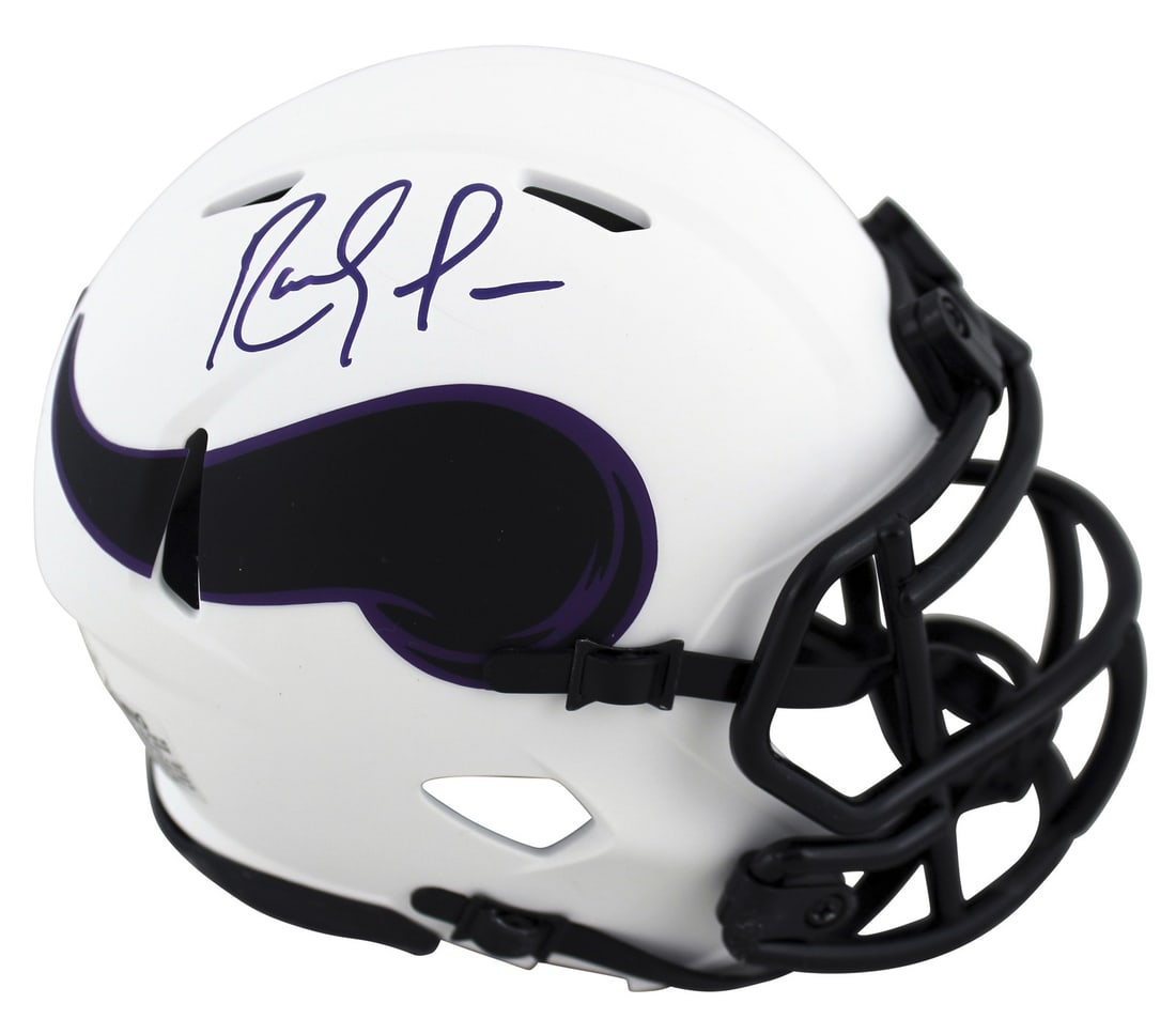 Randy Moss signed Vikings alternate Lunar Speed mini helmet BAS witnessed (1 of 2)