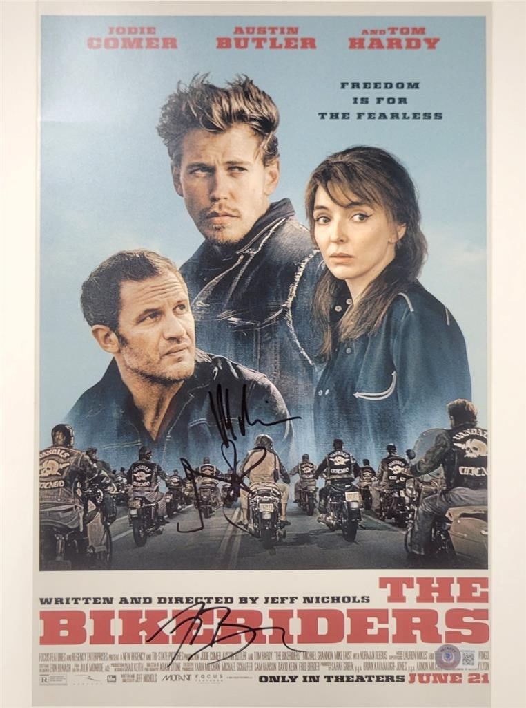 The Bikeriders Signed 11x17 Photo by Reedus Butler Nichols Beckett Authenticated: The Bikeriders Signed 11x17 Photo by Reedus Butler Nichols Beckett Authenticated This original 11x17 photograph features the cast of 'The Bikeriders' and is signed by Norman Reedus, Jodie Butler, and 
