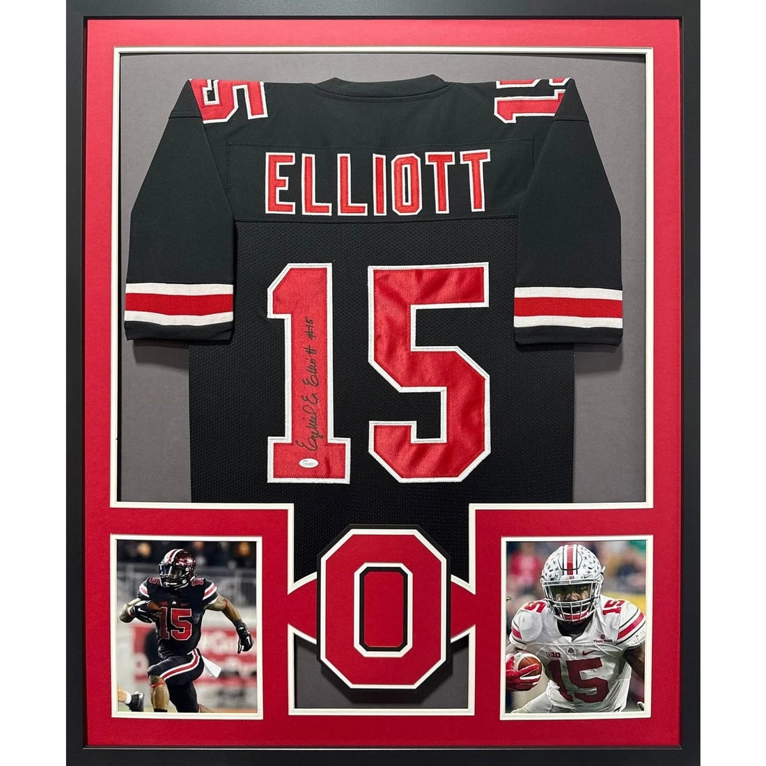 Framed Ezekiel Elliott Autographed Black Ohio State Jersey JSA (1 of 3)