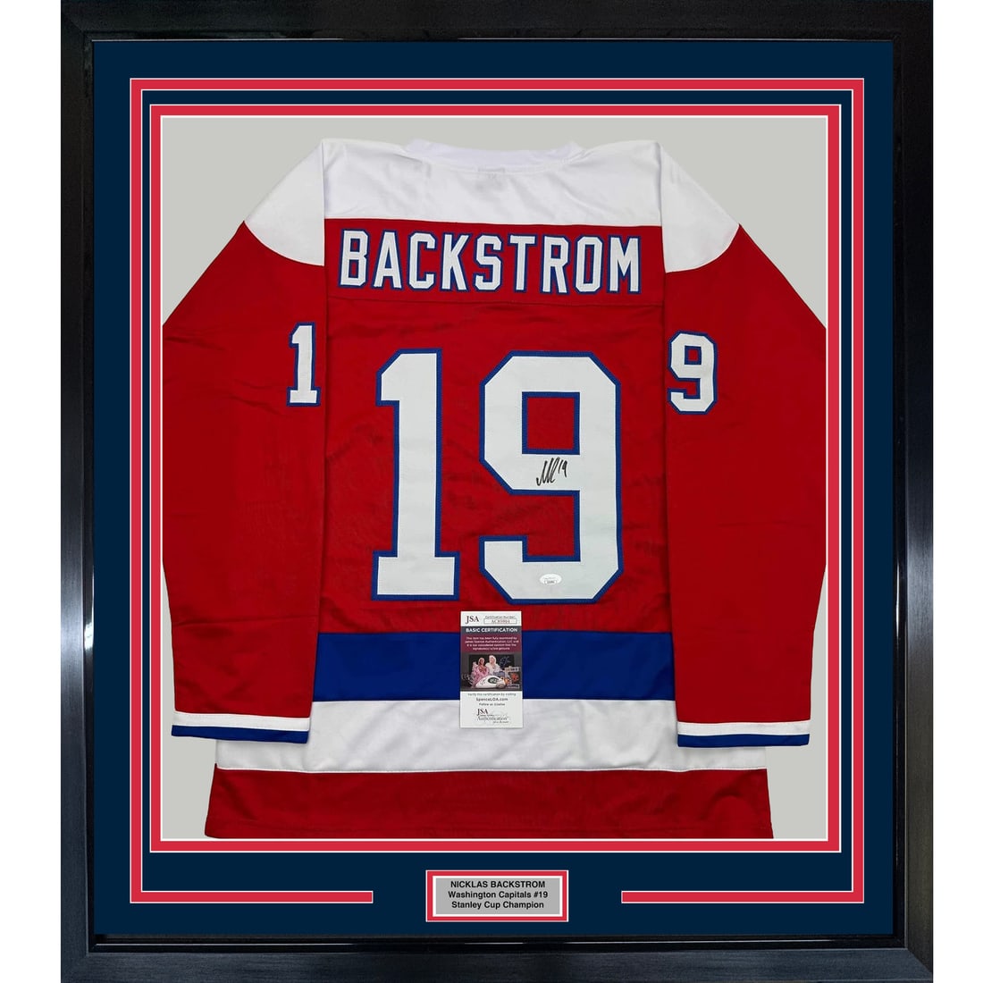 Nicklas Backstrom signed red retro jersey display JSA COA 35x39 (1 of 2)