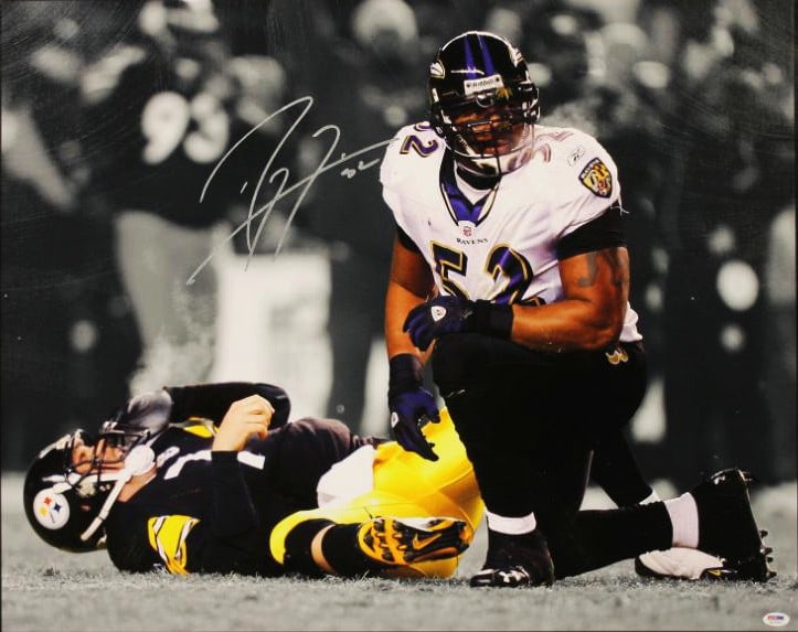 Ray Lewis Signed 24x30 Canvas Baltimore Ravens PSA/DNA Authenticated (1 of 4)
