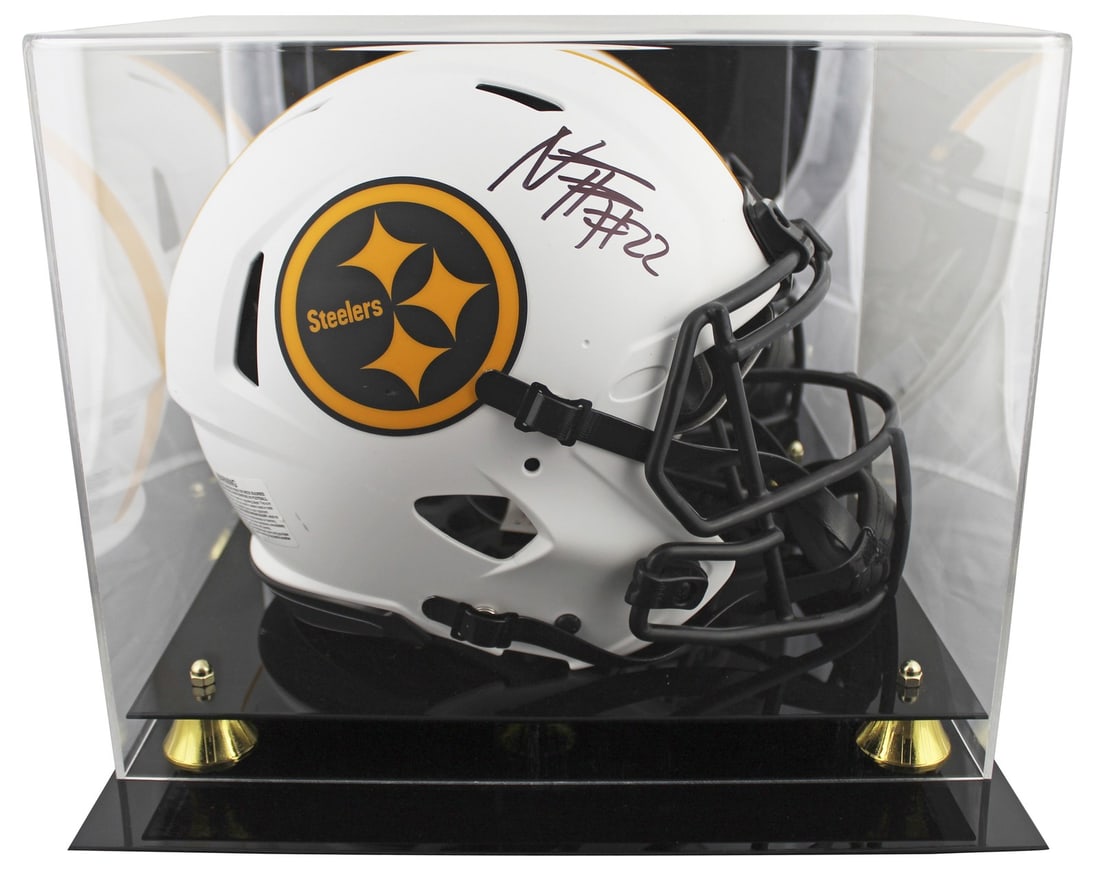 Najee Harris Signed Pittsburgh Steelers Lunar Helmet with Display Case: Najee Harris Signed Pittsburgh Steelers Lunar Helmet with Display Case This is an autographed Lunar Riddell Full Size Speed Proline Helmet personally signed by Najee Harris of the Pittsburgh