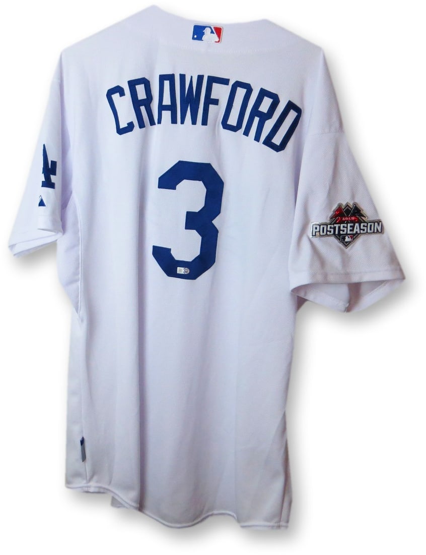 Los Angeles Dodgers 2015 Playoffs Team Issue Jersey Carl Crawford #26 White: Los Angeles Dodgers 2015 Playoffs Team Issue Jersey Carl Crawford #26 White This is a Los Angeles Dodgers team-issued home white jersey worn by Carl Crawford during the 2015 playoffs. The jersey