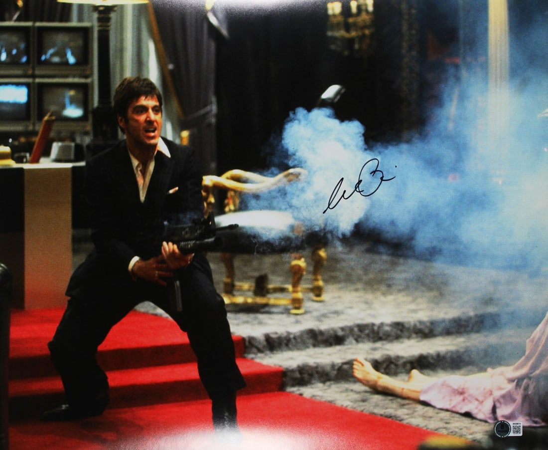 Al Pacino signed Scarface 16x20 photo Beckett authenticated: Al Pacino signed Scarface 16x20 photo Beckett authenticated This is an original 16x20 horizontal photograph from Scarface, personally signed by Al Pacino. It includes Beckett Authentication Services a