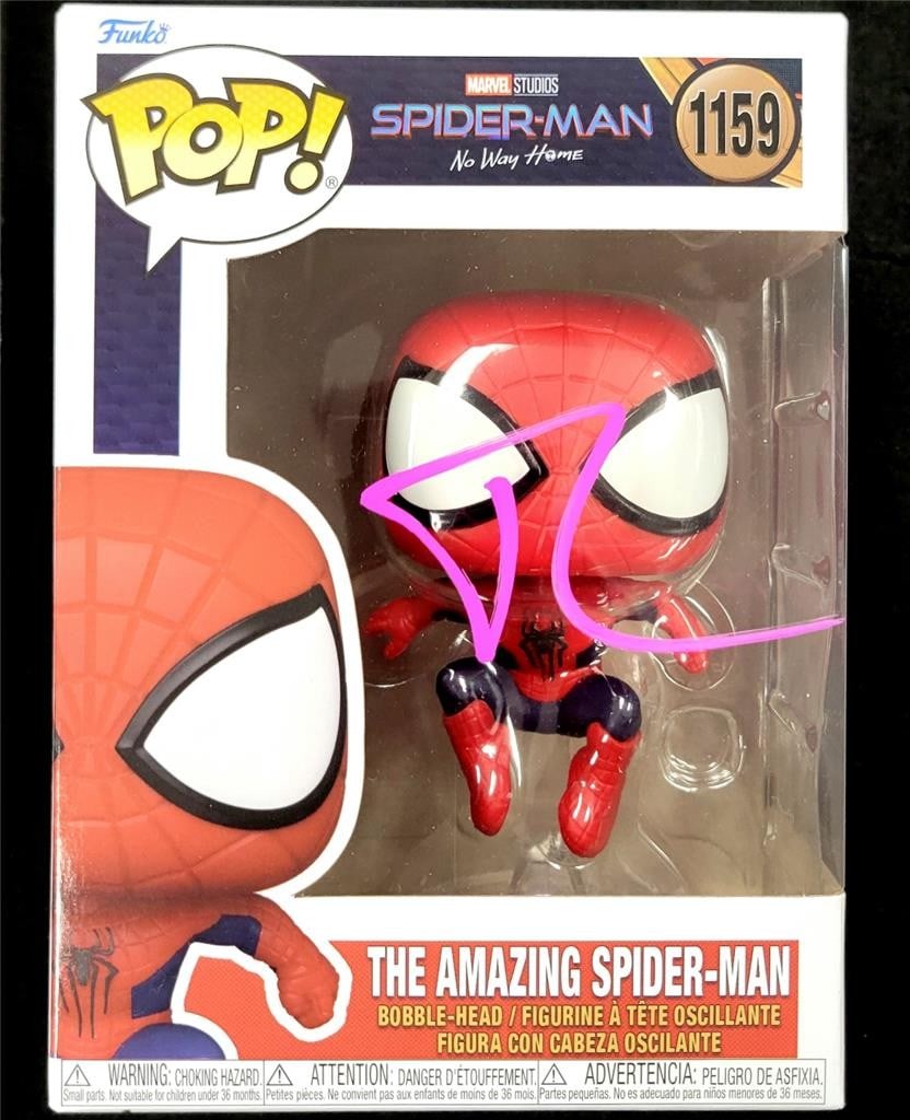 Tobey Maguire Autographed Amazing Spider-Man Funko Pop 1159 Beckett BAS: Tobey Maguire Autographed Amazing Spider-Man Funko Pop 1159 Beckett BAS This is an authentic Tobey Maguire signed Amazing Spider-Man Funko Pop 1159 featuring a pink autograph. The item is a pre-owned 