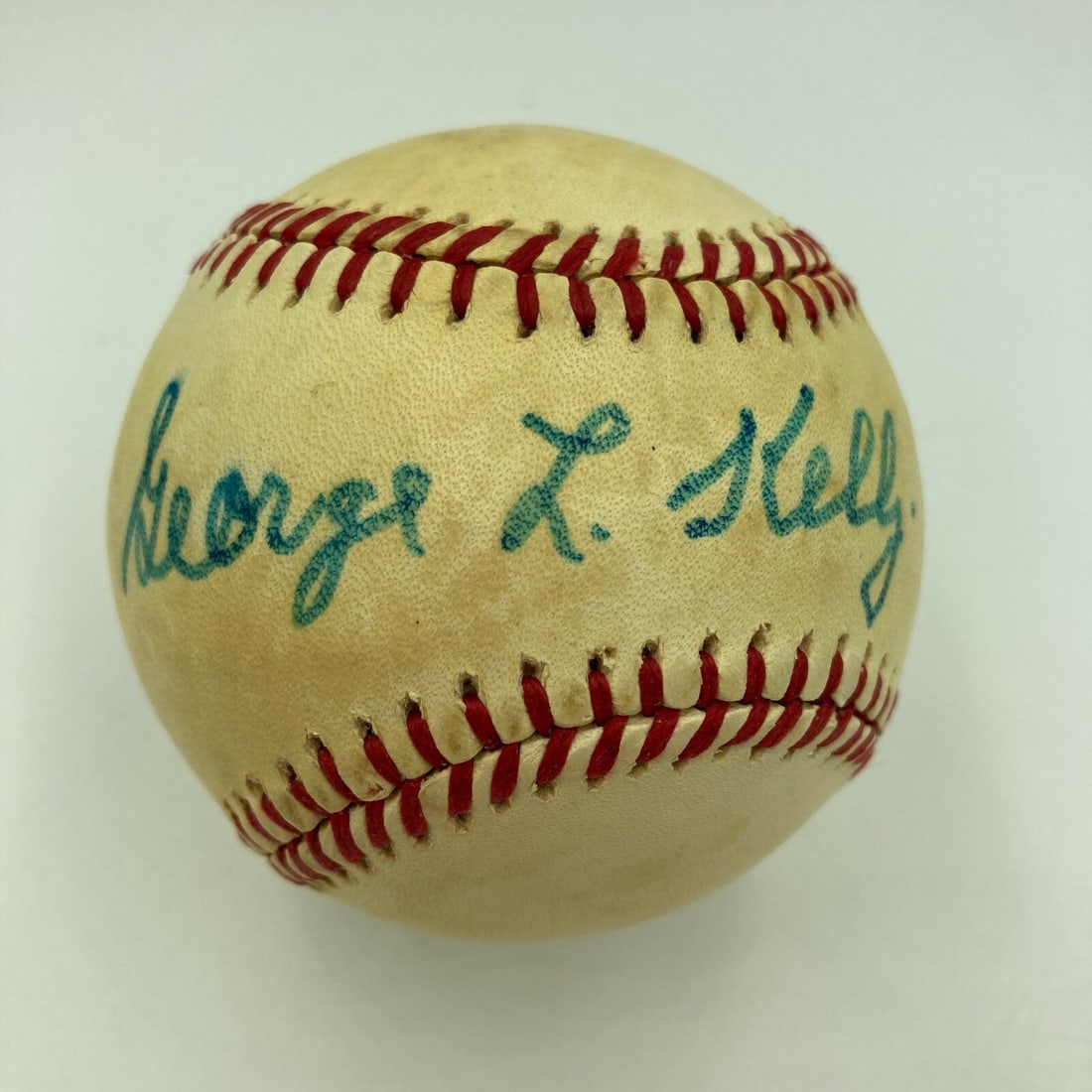 Vintage American League Baseball Signed by George Kelly JSA COA: Vintage American League Baseball Signed by George Kelly JSA COA This is a vintage American League baseball single signed by George Kelly. The autograph has been authenticated by James Spence Authentic