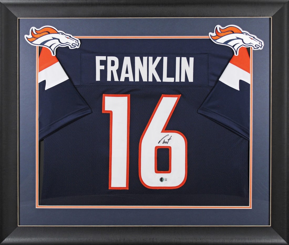 Framed Troy Franklin Denver Broncos Signed Navy Jersey Beckett BAS (1 of 2)