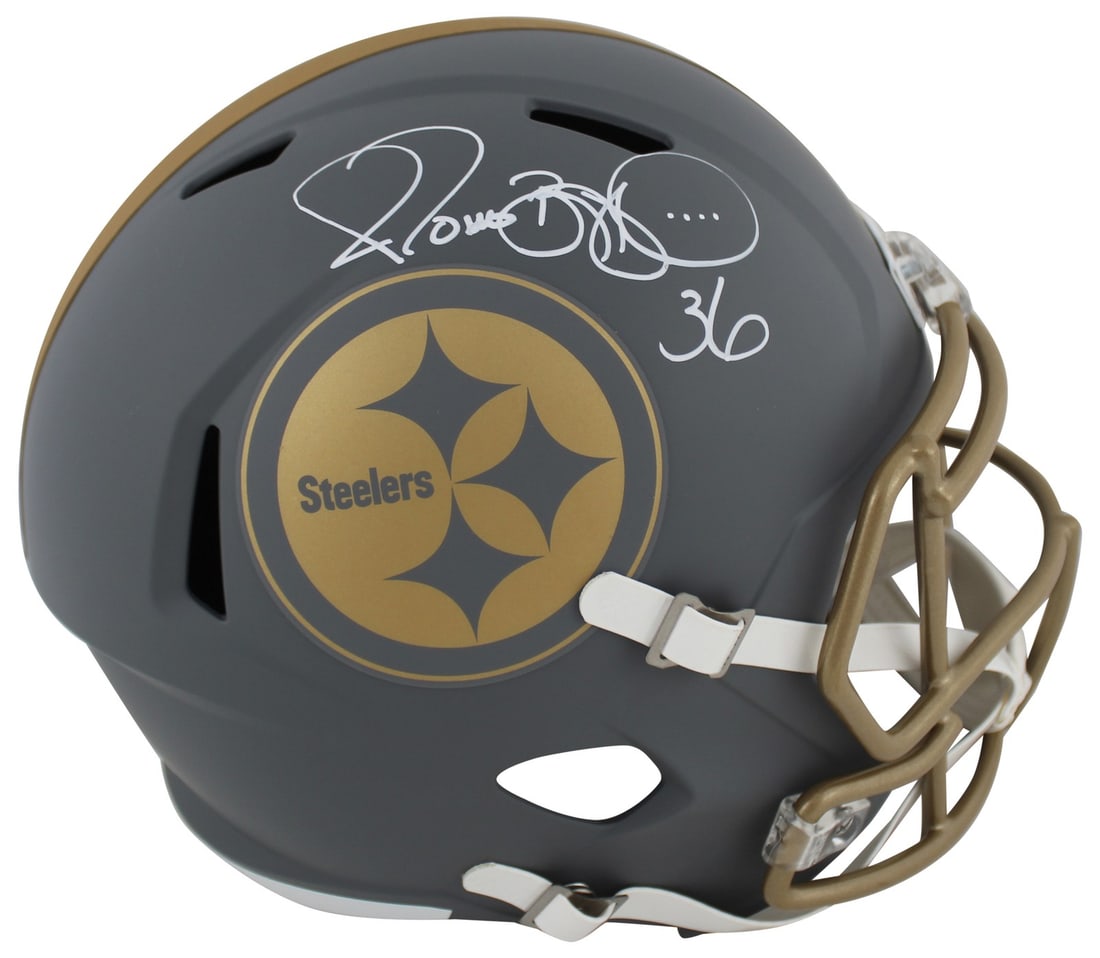 Jerome Bettis Signed Pittsburgh Slate Full Size Speed Helmet Beckett Witnessed (1 of 3)