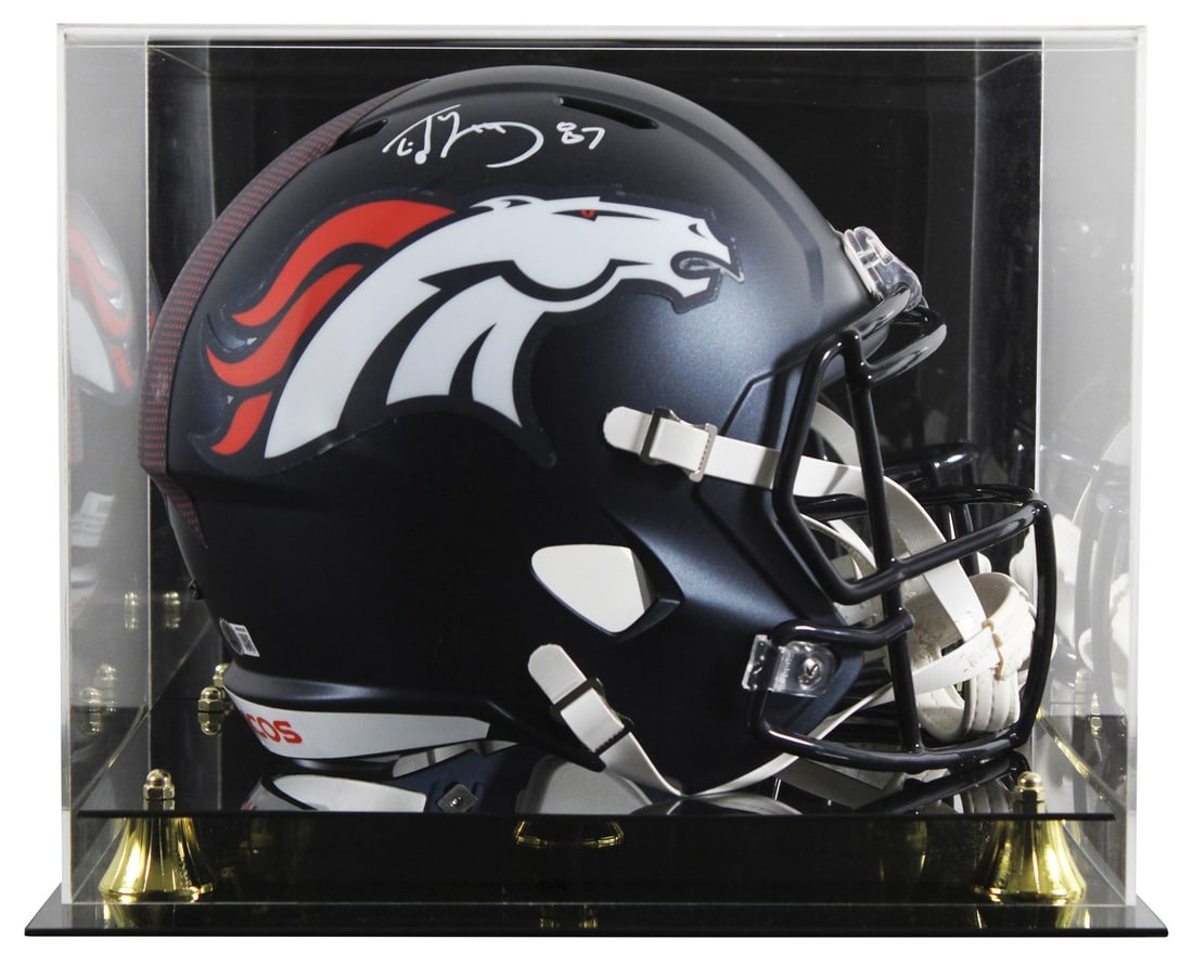 Ed McCaffrey Autographed Denver Broncos Speed Replica Helmet With Display Case BAS (1 of 4)