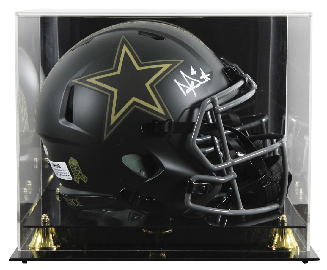 Dak Prescott autographed Cowboys Salute to Service Speed replica helmet BAS: Dak Prescott autographed Cowboys Salute to Service Speed replica helmet BAS Autographed alternate 2025 Salute To Service IV Riddell full size Speed replica helmet signed by Dak Prescott of the Dallas