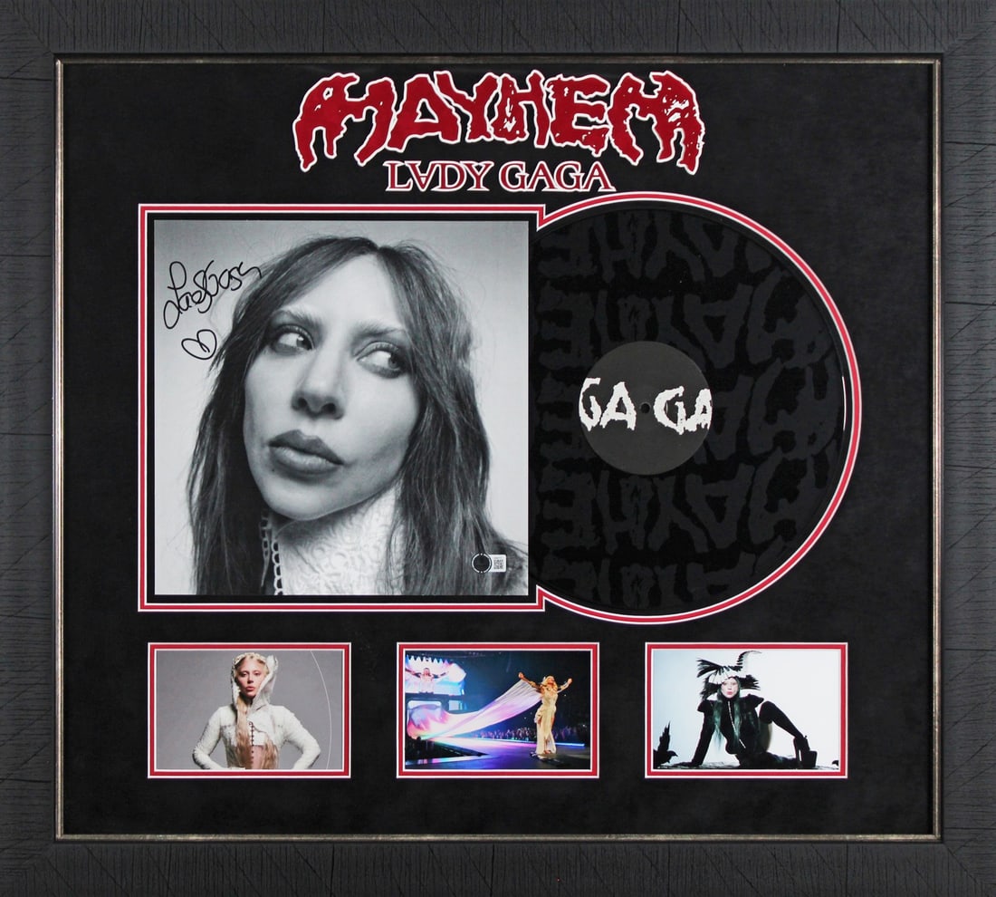 Framed Lady Gaga Signed Mayhem Album Flat with Vinyl Beckett COA (1 of 3)