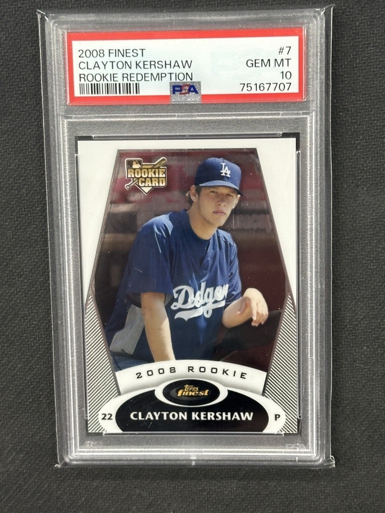 PSA 10 Clayton Kershaw 2008 Topps Finest Rookie Redemption Card 7 (1 of 2)