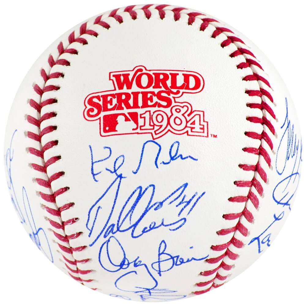 1984 Detroit Tigers Team Signed Rawlings World Series Baseball with COA: 1984 Detroit Tigers Team Signed Rawlings World Series Baseball with COA Celebrate the legacy of the 1984 World Series Champion Detroit Tigers with this team-signed Rawlings baseball. This original bas