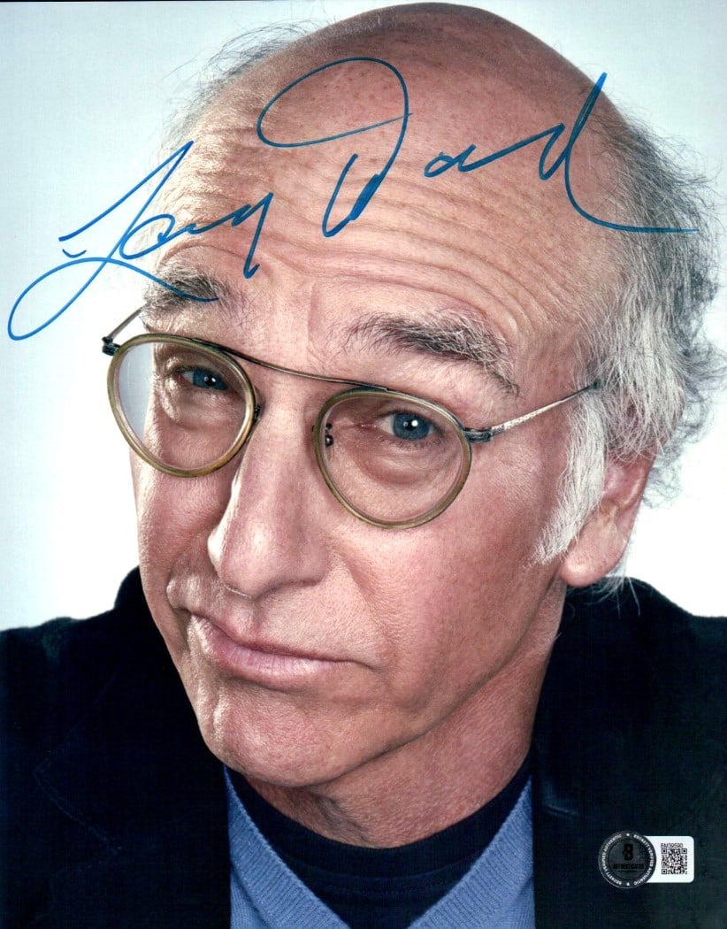 Larry David signed Beckett authenticated 8x10 photograph: Larry David signed Beckett authenticated 8x10 photograph This is an original 8x10 photograph autographed by Larry David, known for his work on Seinfeld and Curb Your Enthusiasm. The photograph has bee
