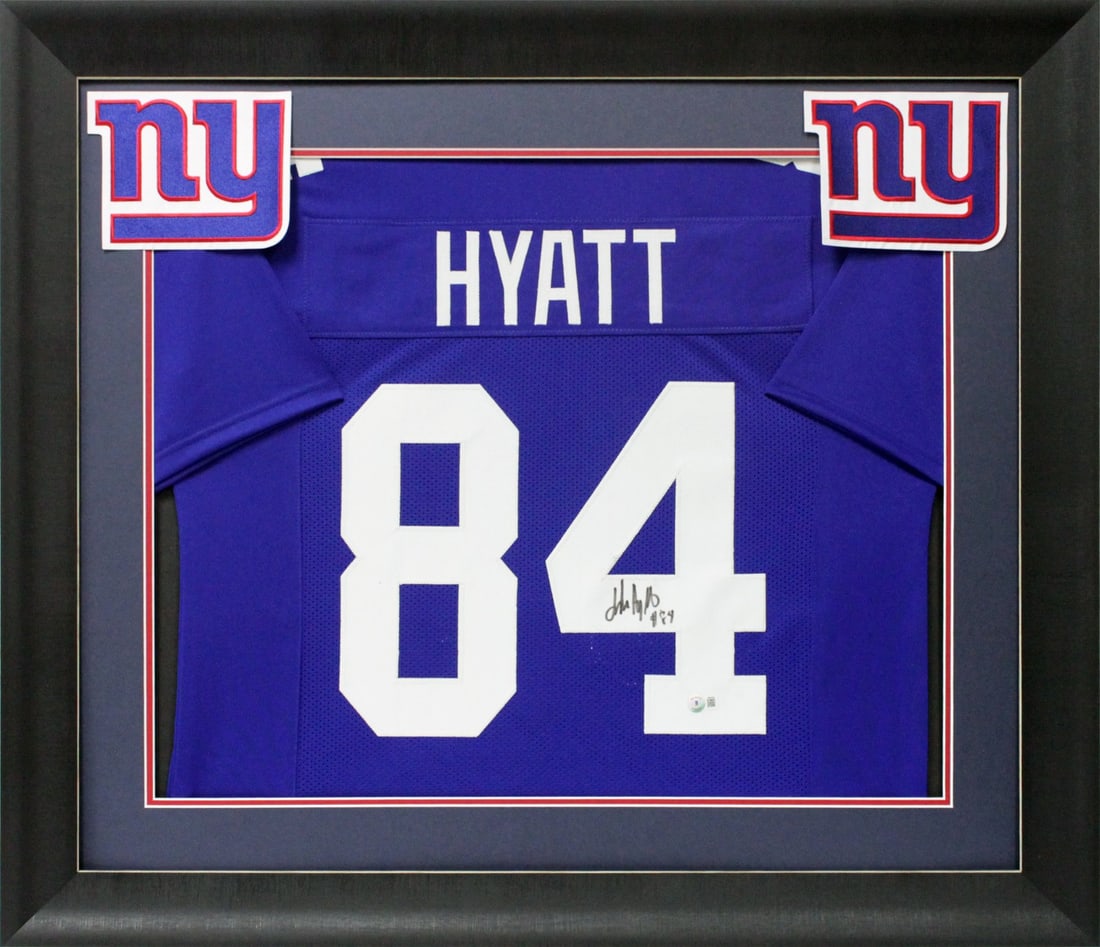 Jalin Hyatt Autographed Blue Pro Style Framed Jersey New York Giants BAS Certified: Jalin Hyatt Autographed Blue Pro Style Framed Jersey New York Giants BAS Certified Celebrate the legacy of Jalin Hyatt with this authentic signed blue pro style framed jersey from the New York Giants.