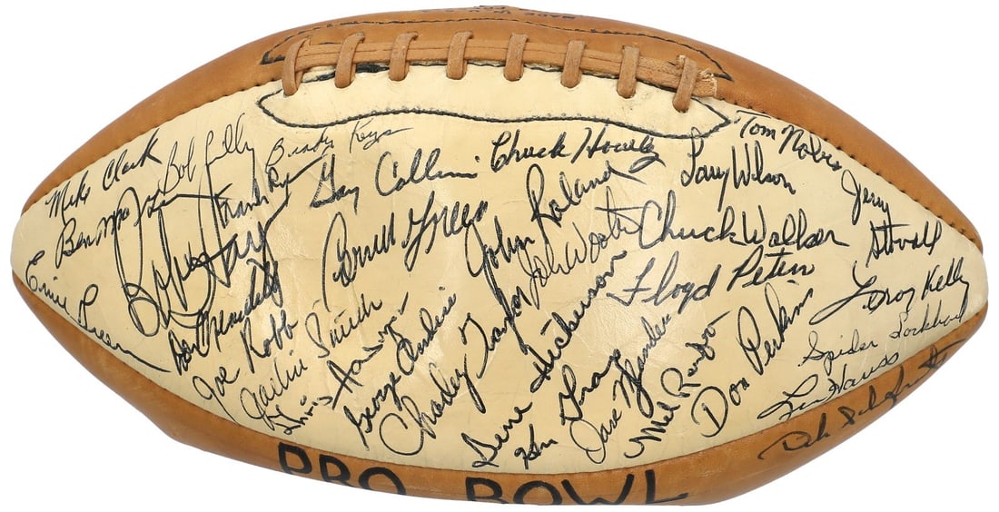NFL 1966 Pro Bowl Signed Rawlings Football With PSA DNA Authentication: NFL 1966 Pro Bowl Signed Rawlings Football With PSA DNA Authentication This vintage Rawlings football is signed by 29 participants from the 1966 NFL Pro Bowl team. Notable signatures include Hall of F