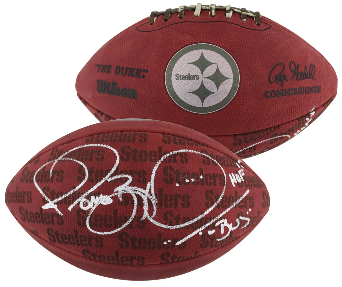 Jerome Bettis signed Wilson The Duke Steelers football Beckett witnessed (1 of 4)