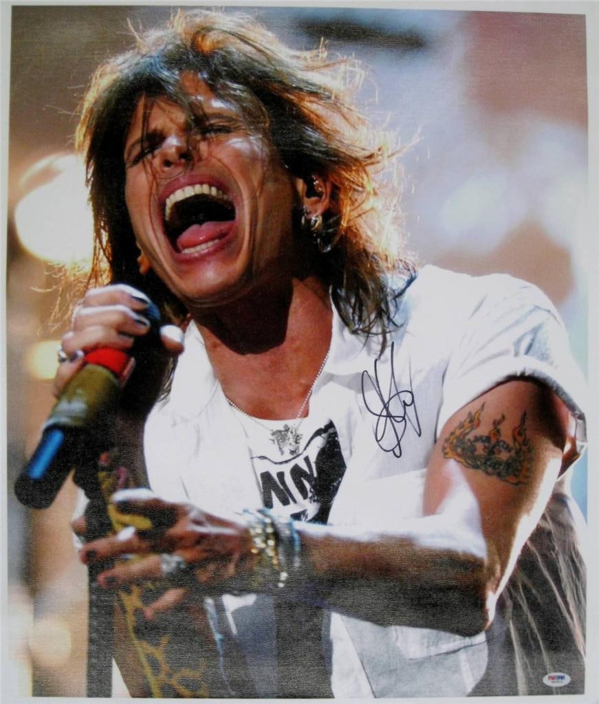 20x24 Canvas Photograph Signed by Steven Tyler with PSA DNA Authentication: 20x24 Canvas Photograph Signed by Steven Tyler with PSA DNA Authentication This original 20x24 canvas photograph features an autograph by Steven Tyler of Aerosmith. The item comes with authentication 
