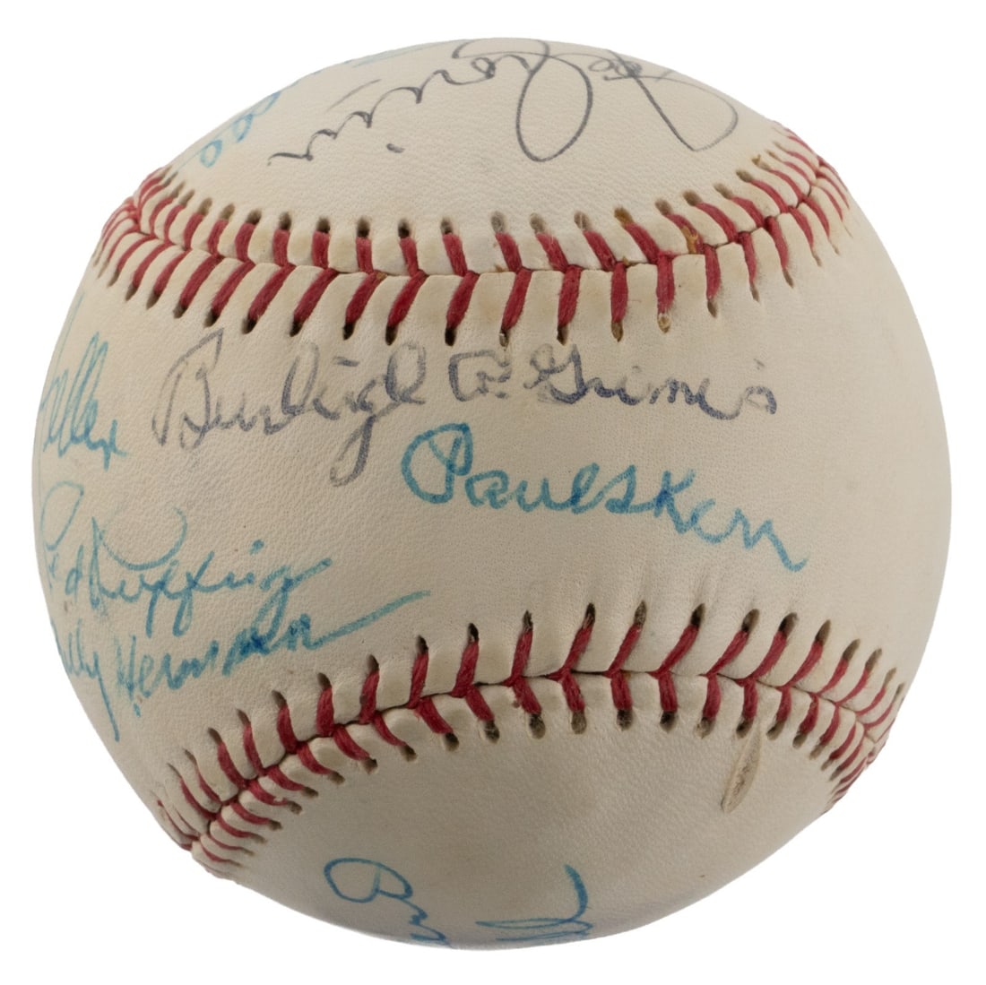 Hall of Fame Multi-Signed 1970s Baseball JSA Grimes Ruffing Coveleski Cronin: Hall of Fame Multi-Signed 1970s Baseball JSA Grimes Ruffing Coveleski Cronin This is a circa 1970s Wilson Official Professional League baseball featuring a total of 13 signatures, including 11 Hall of