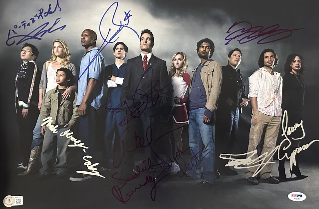 Heroes Season 1 Signed Cast 12x18 Photo Beckett LOA: Heroes Season 1 Signed Cast 12x18 Photo Beckett LOA This is a stunning 12x18 autographed photograph featuring the full cast of Season 1 from the acclaimed TV series Heroes. Each signature is authentic