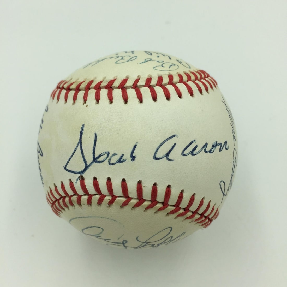 Baseball Signed by 15 Braves Legends Including Hank Aaron PSA DNA COA: Baseball Signed by 15 Braves Legends Including Hank Aaron PSA DNA COA This baseball features the signatures of 15 Milwaukee and Atlanta Braves legends, including Hank Aaron, Joe Adcock, Gene Conley, J