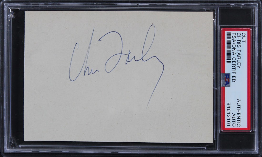 PSA DNA Slabbed Chris Farley Tommy Boy 3.5x5.5 Signed Cut (1 of 5)