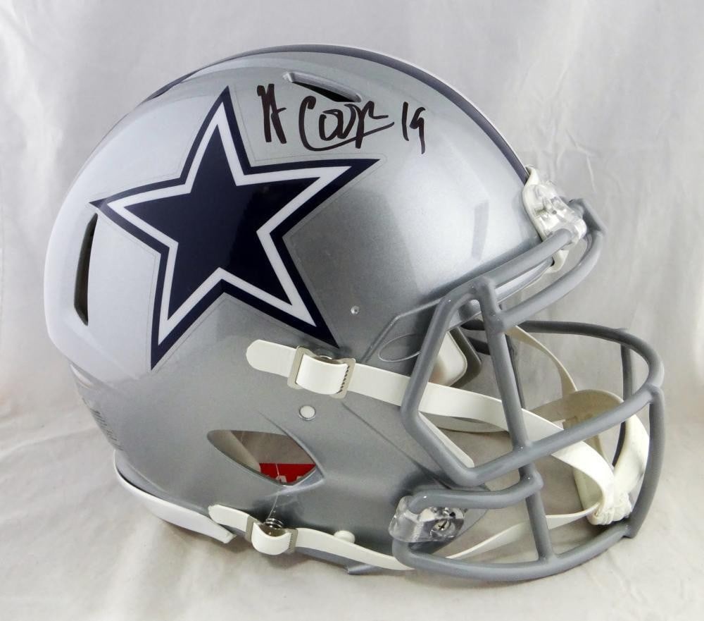 Dallas Cowboys Speed Authentic Helmet Signed by Amari Cooper JSA: Dallas Cowboys Speed Authentic Helmet Signed by Amari Cooper JSA Autographed Dallas Cowboys full-size Speed authentic helmet signed by Amari Cooper. The item is an original, pre-owned football collect