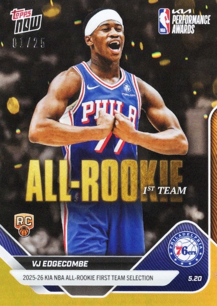 VJ Edgecombe AR03 Topps Now Orange Foil Rookie Card /25 (1 of 2)