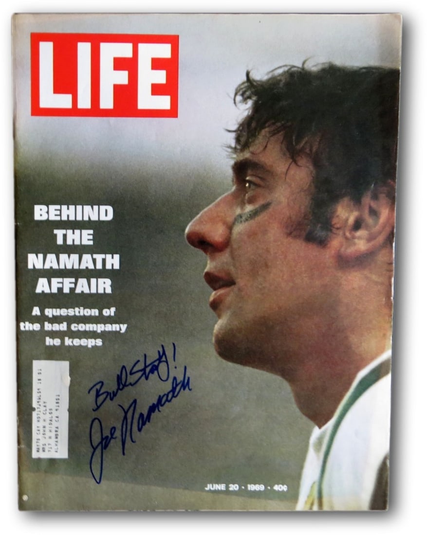 Joe Namath Signed LIFE Magazine 9/20/69 JSA Authenticated: Joe Namath Signed LIFE Magazine 9/20/69 JSA Authenticated This original LIFE magazine from September 20, 1969 features Joe Namath on the cover, celebrated for his iconic 'Bull Story!' article. The mag