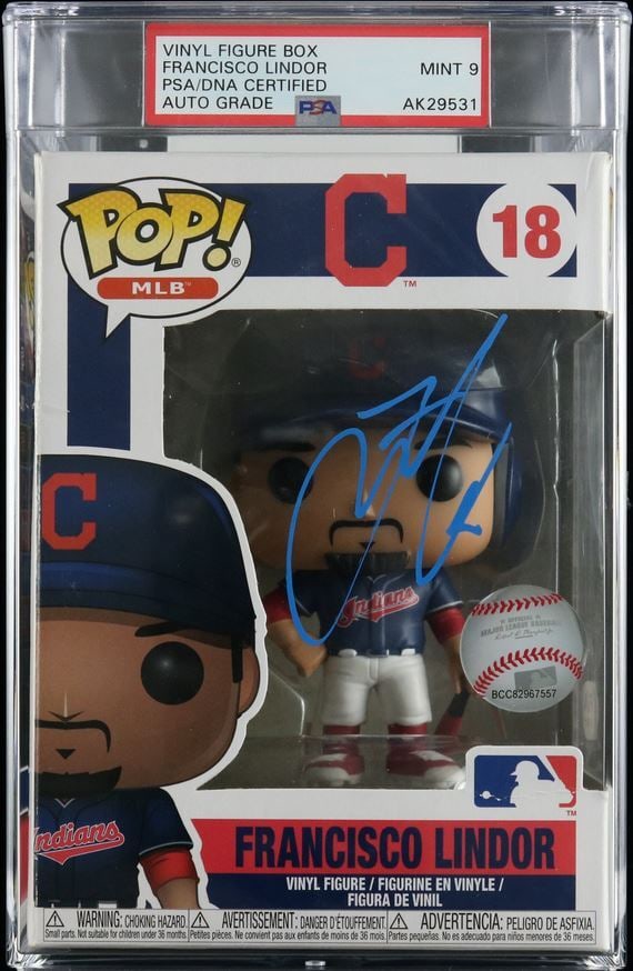 Francisco Lindor Signed Funko Pop PSA/DNA Authentic Cleveland Indians: Francisco Lindor Signed Funko Pop PSA/DNA Authentic Cleveland Indians This is a Funko Pop vinyl figure signed by baseball star Francisco Lindor, who is well-known for his time with the Cleveland India