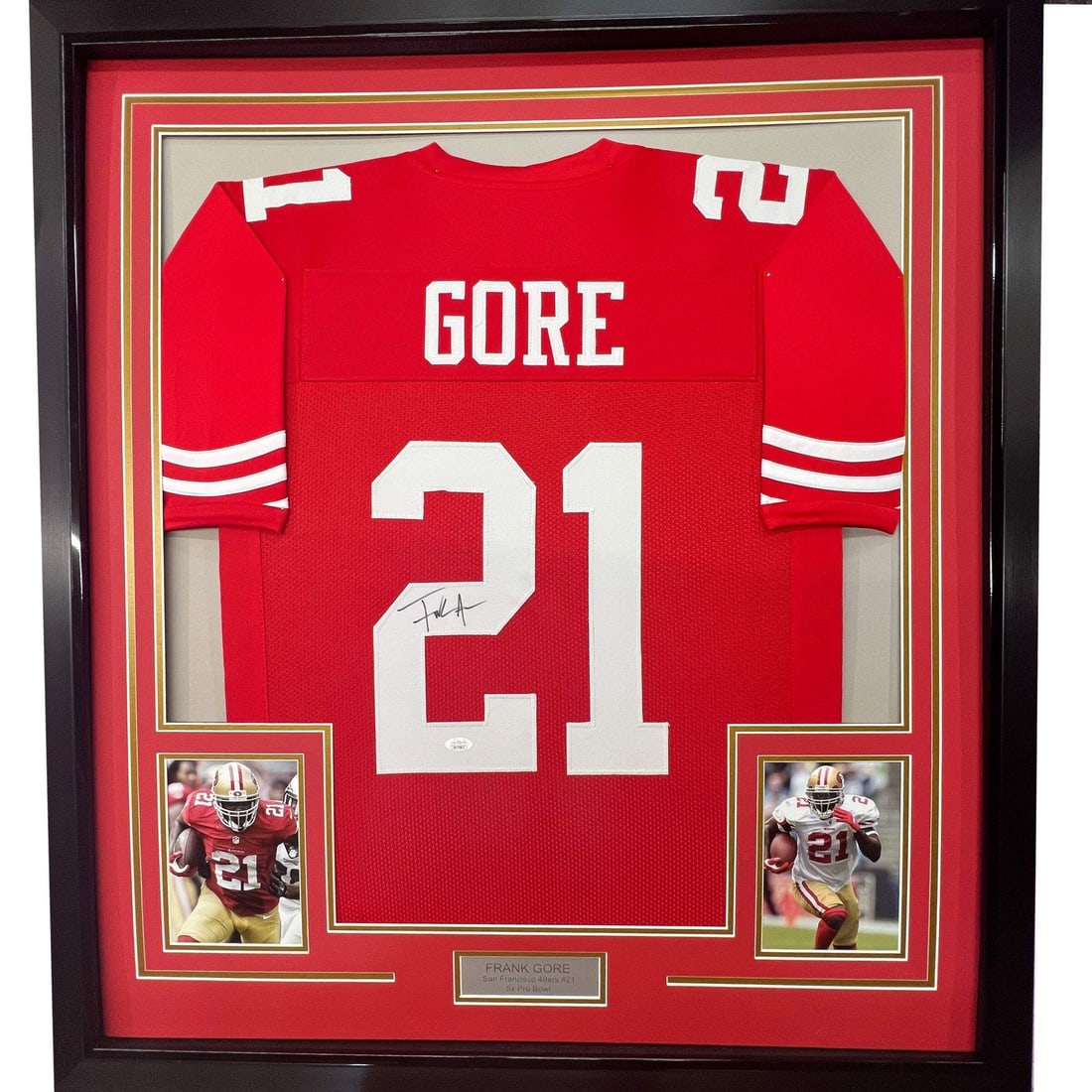 Frank Gore signed framed San Francisco 49ers jersey 33x42 JSA COA (1 of 2)