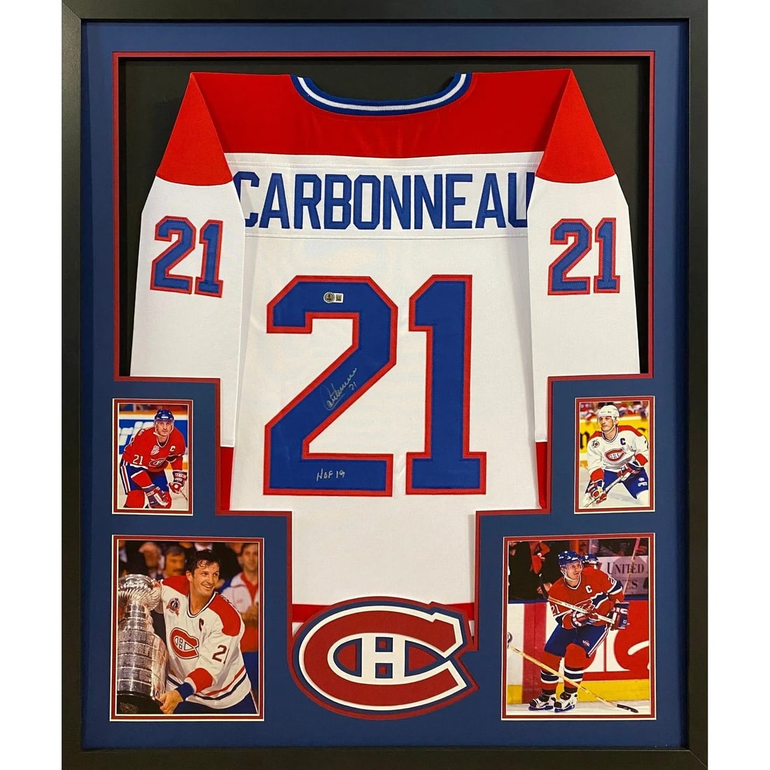 Framed Guy Carbonneau Canadiens jersey Beckett authenticated 42x34 (1 of 2)