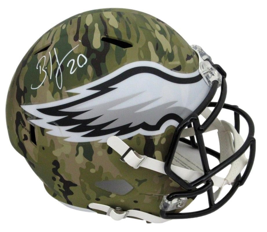 Brian Dawkins HOF Autographed Camo Replica Helmet Philadelphia Eagles BAS: Brian Dawkins HOF Autographed Camo Replica Helmet Philadelphia Eagles BAS This is a Brian Dawkins Hall of Fame Autographed Full Size Camo Replica Football Helmet representing the Philadelphia Eagles. 
