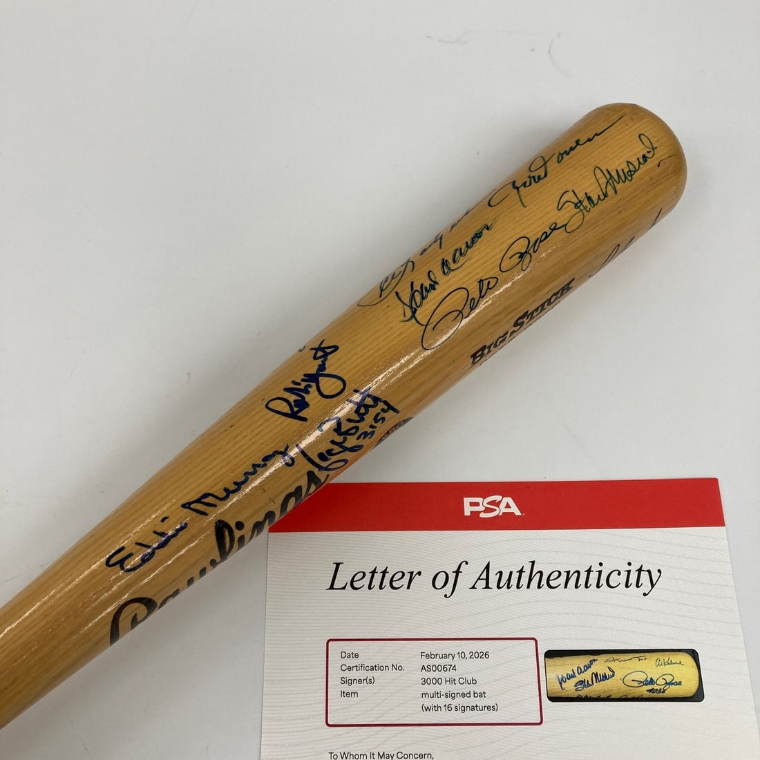 PSA DNA signed Rawlings Adirondack Pete Rose model bat 16 signatures (1 of 14)