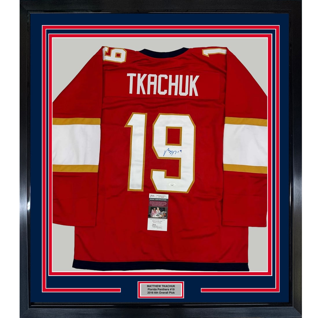 Framed Autographed Matthew Tkachuk Red Jersey 35x39 JSA COA Florida Panthers (1 of 2)