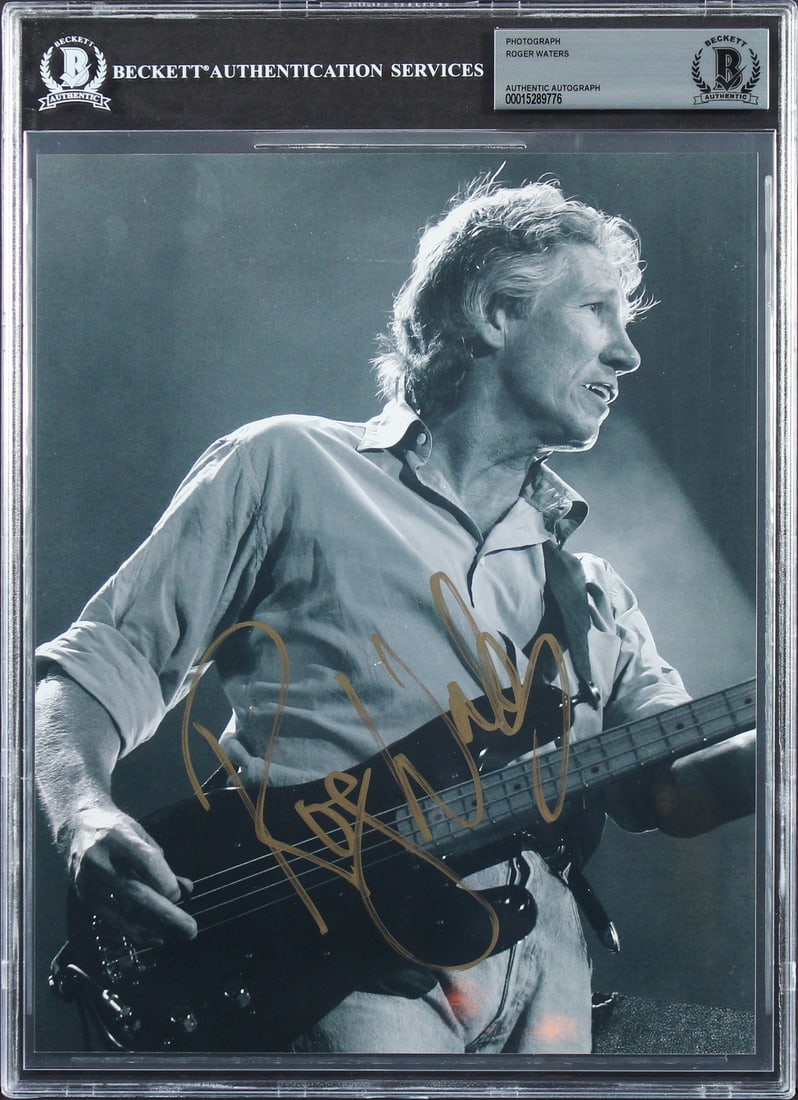 Roger Waters Signed Pink Floyd 8x10 B&W Photo BAS Authenticated: Roger Waters Signed Pink Floyd 8x10 B&W Photo BAS Authenticated This authentic 8x10 black and white photograph features the signature of Roger Waters, the iconic member of Pink Floyd. This item has be