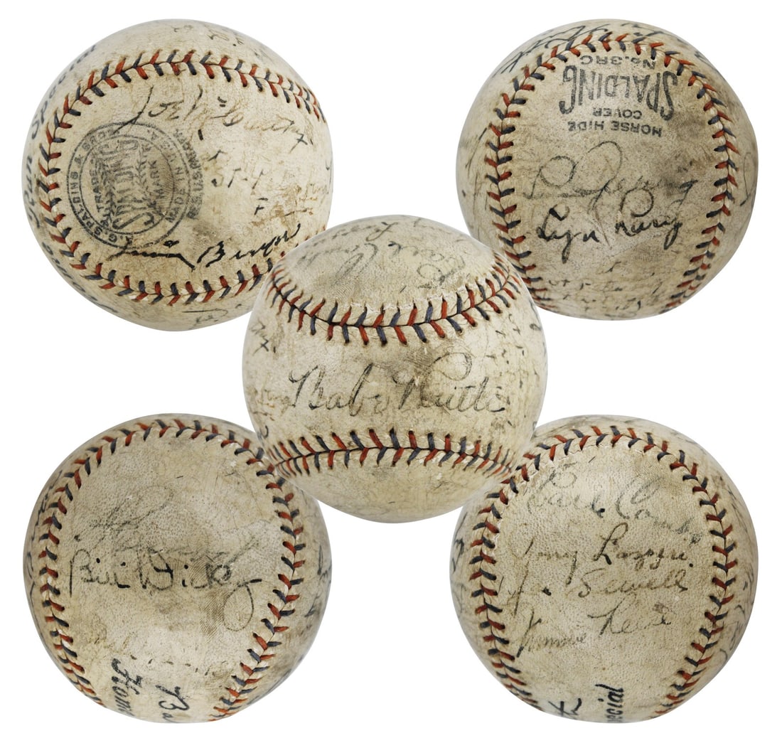 JSA Authenticated Yankees Spalding Baseball Ruth Gehrig Signed: JSA Authenticated Yankees Spalding Baseball Ruth Gehrig Signed This is an original Spalding baseball from 1931, autographed by 13 members of the New York Yankees. Notable signatures include Babe Ruth,